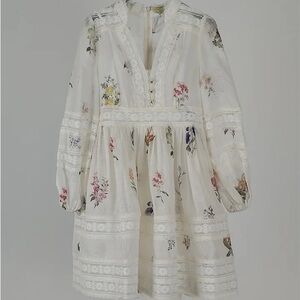 Zimmermann Floral Linen & Silk V-Neck Minidress size 1